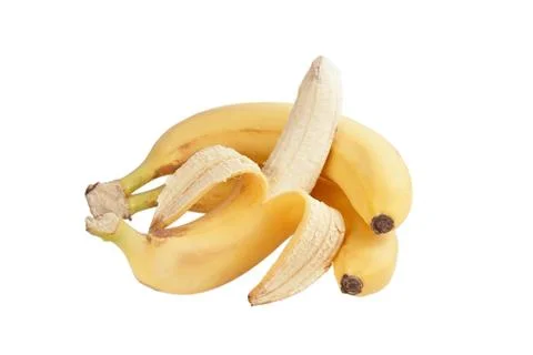 Three bananas on a white background Stock-Fotos