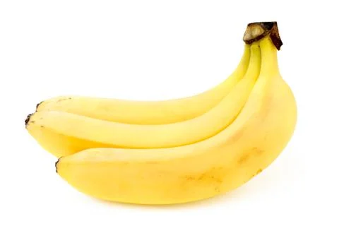 Three bananas on a white Stock Photos