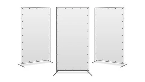 Three Banner Stand Wall on White Background Vector Illustration. Illustrazione stock