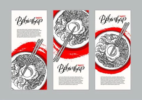 Three banners with Bibimbap Stock Illustration