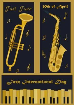 Three banners with different musical instruments Stock Illustration