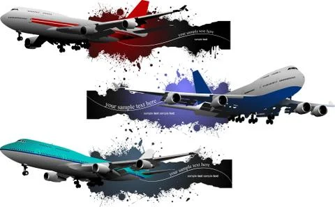 Three banners of plane. Vector illustration Stock Illustration