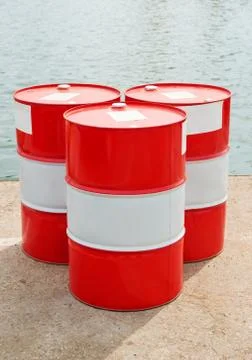 Three barrels of fuel Stock Photos