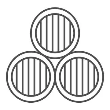 Three barrels thin line icon. Three old kegs vector illustration isolated on Stock Illustration