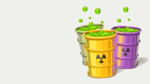 Three barrels with toxic waste Stock Illustration