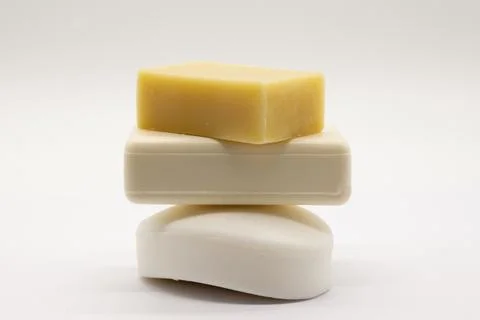 Three bars of soap stacked neatly Stock Photos