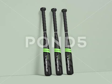 Three Baseball Bat 3D Mockup Plantilla PSD