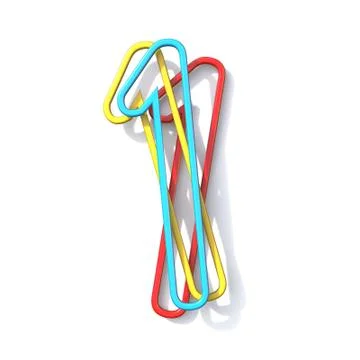 Three basic color wire font number 1 ONE 3D 스톡 일러스트