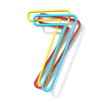 Three basic color wire font number 7 SEVEN 3D 스톡 일러스트