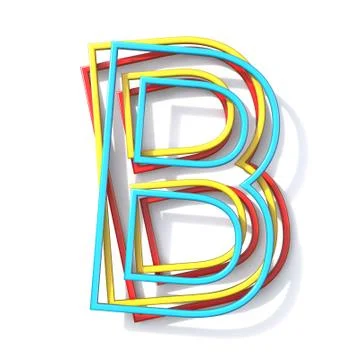 Three basic color wire font Letter B 3D 스톡 일러스트