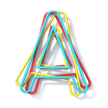 Three basic color wire font Letter A 3D Stock Illustration