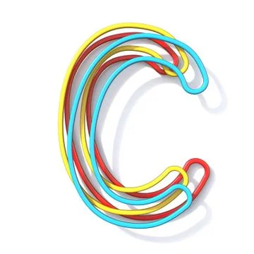 Three basic color wire font Letter C 3D 스톡 일러스트