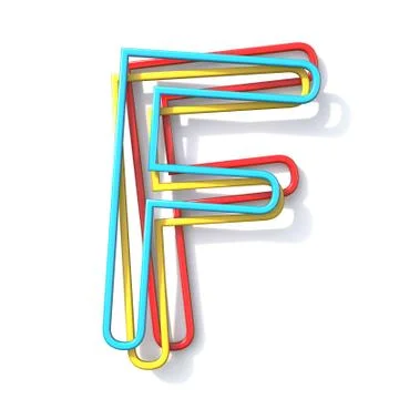 Three basic color wire font Letter F 3D 스톡 일러스트