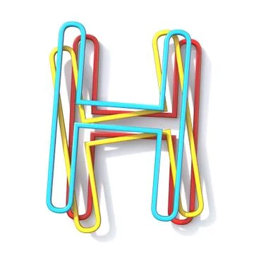 Three basic color wire font Letter H 3D 스톡 일러스트