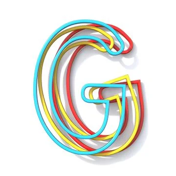 Three basic color wire font Letter G 3D Stock Illustration