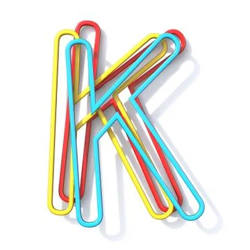 Three basic color wire font Letter K 3D 스톡 일러스트