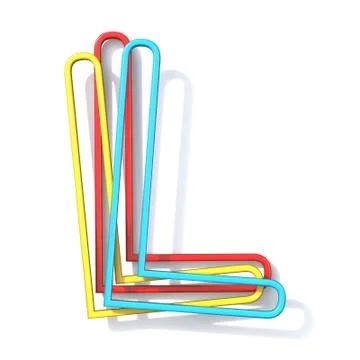 Three basic color wire font Letter L 3D Stock Illustration
