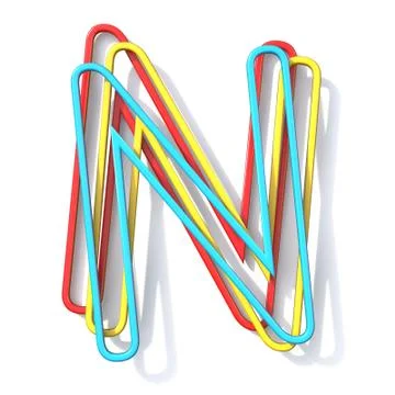 Three basic color wire font Letter N 3D 스톡 일러스트