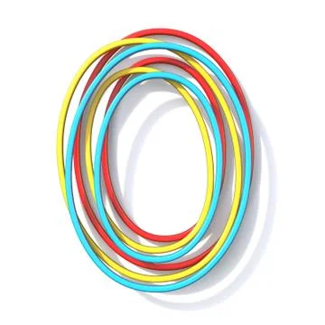 Three basic color wire font Letter O 3D 스톡 일러스트