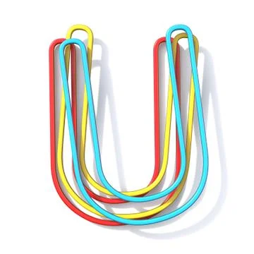 Three basic color wire font Letter U 3D Stock Illustration