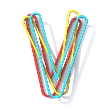 Three basic color wire font Letter V 3D 스톡 일러스트