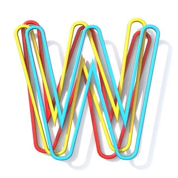 Three basic color wire font Letter W 3D 스톡 일러스트