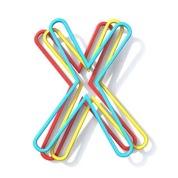 Three basic color wire font Letter X 3D Stock Illustration