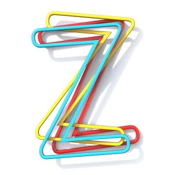 Three basic color wire font Letter Z 3D 스톡 일러스트