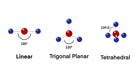 Three basic molecular geometries Linear, Trigonal Planar, and Tetrahedral 스톡 동영상 313859047