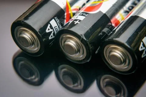 Three batteries Stock Photos