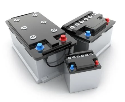 Three battery car on white background (done in 3d) 스톡 일러스트