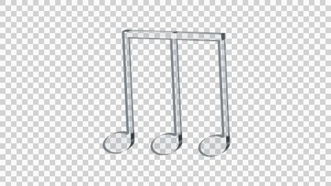 Three beamed eighth notes made of clear reflective glass, transparent Stock Illustration