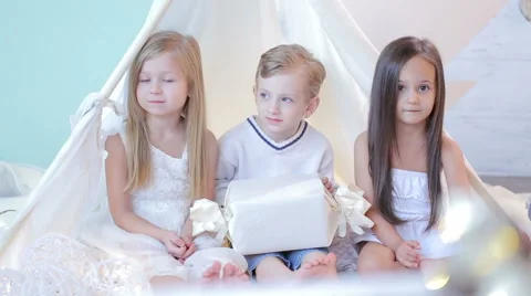 Three beautiful children running Stock-Footage 59134267