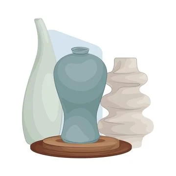 Three beautiful flower vases Stock Illustration