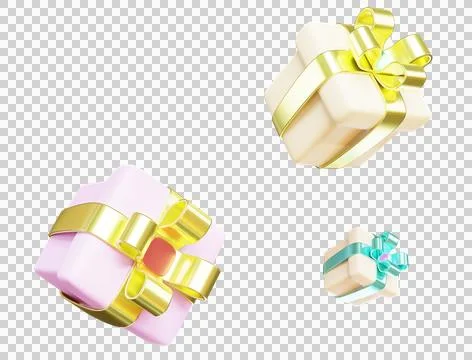 Three beautiful gift boxes with bows. Mother's day valentine. 3d rendering Illustrazione stock