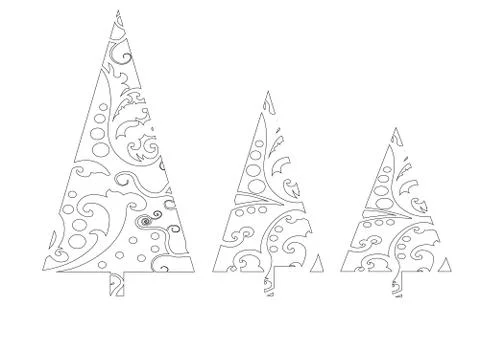 Three beautiful New Year trees of different sizes with balls Stock Illustration