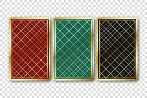 Three beautiful playing cards. The backside cards are green, red and black. V Stock Illustration