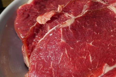 Three Beef Steak on a Plate Stock Photos