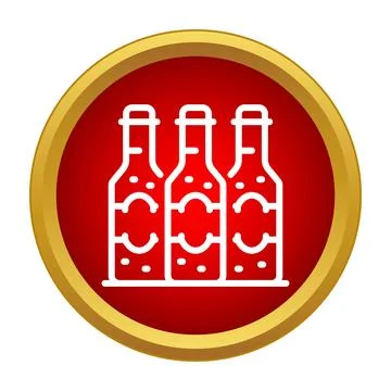 Three beer bottles line drawing icon design Stock Illustration