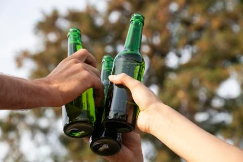 Three beer bottles Stock Photos