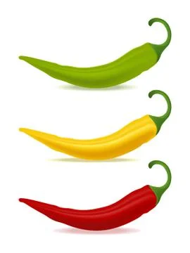 Three bell peppers long red yellow green	 Stock Illustration