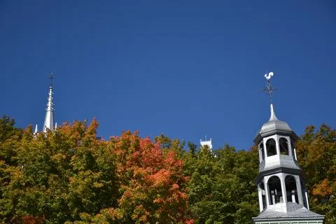 The Three Bell Towers in the Fall Stock Photos