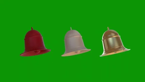 Three bells  green screen different colored hats animated chromakey Stock Footage 314068341