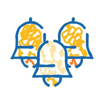 Three bells ringing alert notification concept doodle Stock Illustration