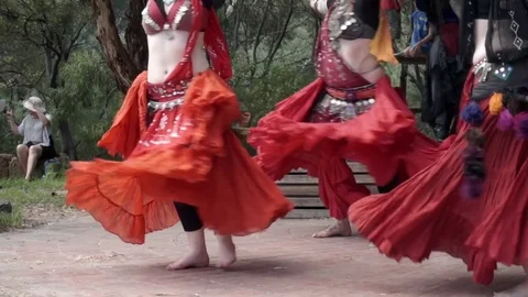 Three belly dancers show Video stock 73845245