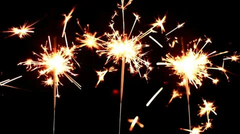 Three Bengali fires on black background Stock Footage 10594419