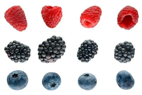 Three berries isolated on white Stock Photos
