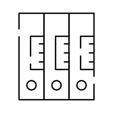 Three binders organizing documents for data storage icon Illustration