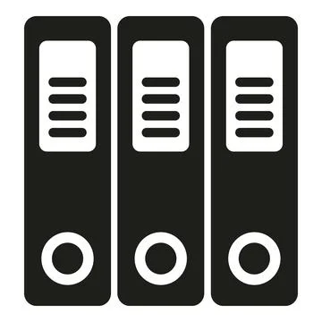 Three binders organizing office documents and paperwork icon Illustrazione stock