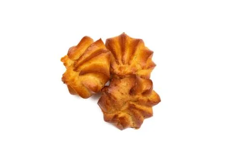 Three biscuit cookies close-up, isolate on a white background Stock Photos